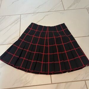 Alice + Olivia Black and Red Checkered Skater Skirt